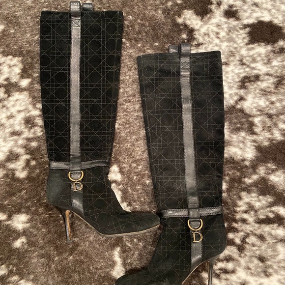 Dior Cannage Suede Tall Heeled Boots - Picture 1 of 2